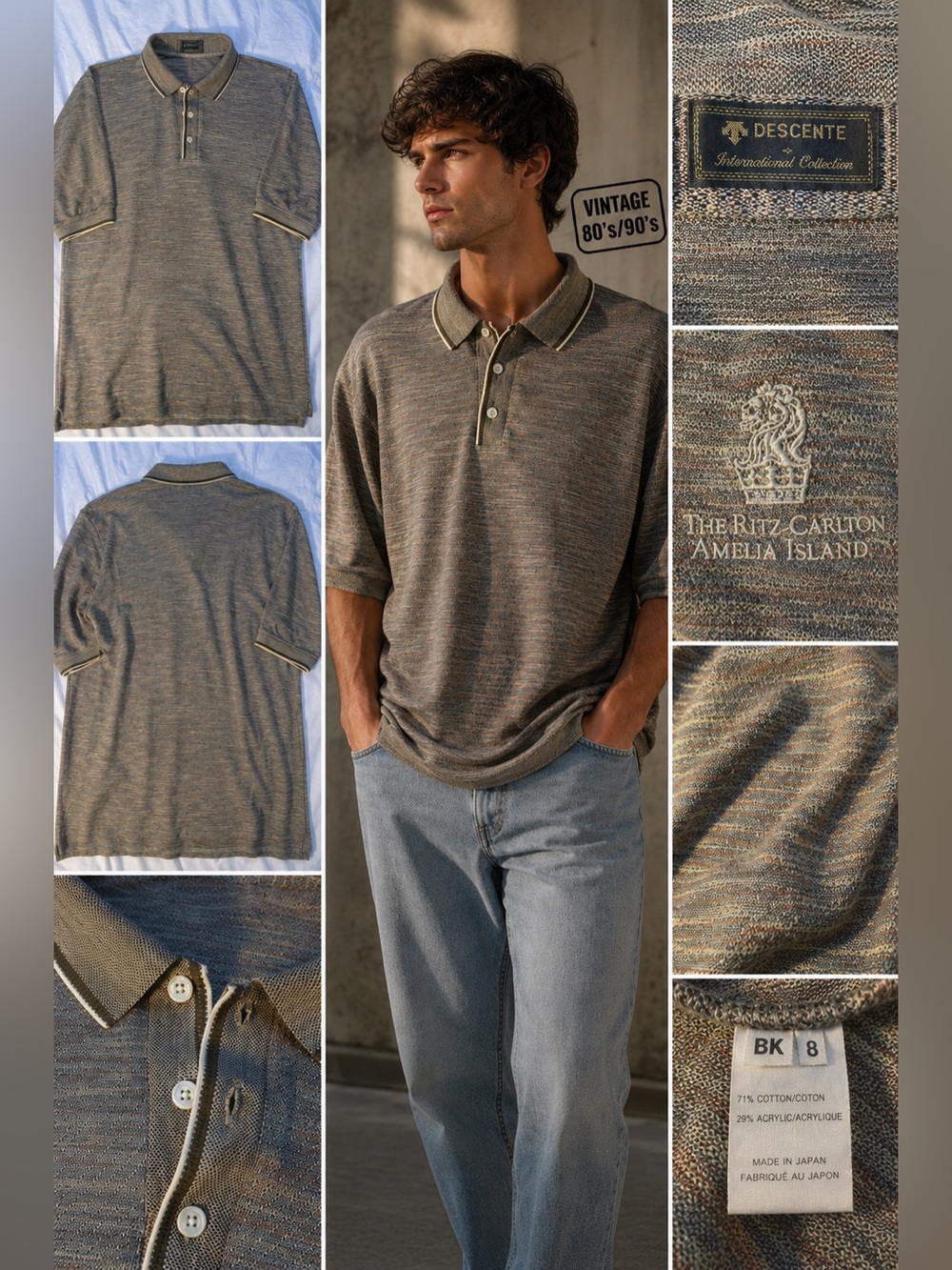 Vintage 8’s/90’s Descente Ritz-Carlton Polo Made in Japan Men’s M